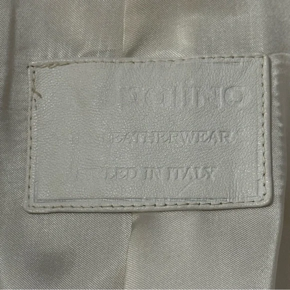 Toppolino Vintage Women’s Size S White Embroidered Open Leather Jacket